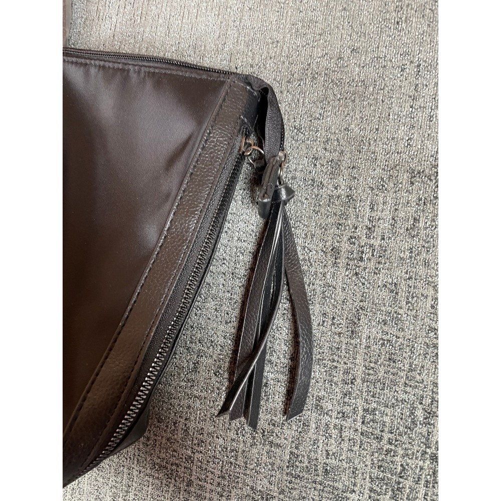 Botkier New York Black Nylon Tote Bag Leather Trim Tassel Zip Top Travel Purse - Picture 2 of 9